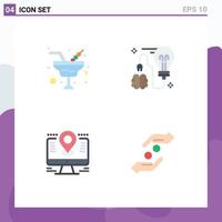 User Interface Pack of 4 Basic Flat Icons of champaign map glass brainstorming location Editable Vector Design Elements