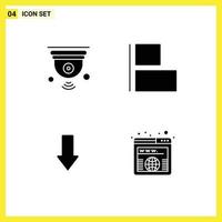 Modern Set of 4 Solid Glyphs Pictograph of camera arrows iot horizontal download Editable Vector Design Elements