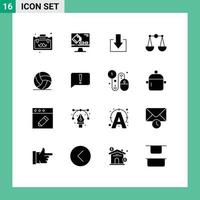 Pictogram Set of 16 Simple Solid Glyphs of sport ireland arrow football justice Editable Vector Design Elements