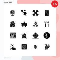 Mobile Interface Solid Glyph Set of 16 Pictograms of dollar mobile people application healthy bones Editable Vector Design Elements