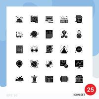 25 Thematic Vector Solid Glyphs and Editable Symbols of blog connection print hardware computer Editable Vector Design Elements