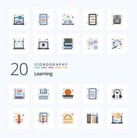 20 Learning Flat Color icon Pack like book doc file ball doc extension learning vector