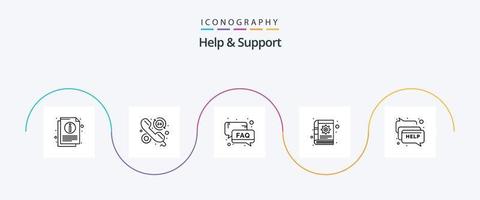 Help And Support Line 5 Icon Pack Including notes. content. call. book. support vector