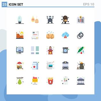 pictograma conjunto de 25 sencillo plano colores de base de datos invertir tecnología libro valor verano editable vector diseño elementos