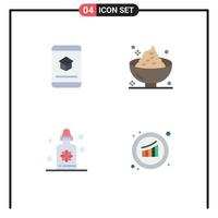 Set of 4 Vector Flat Icons on Grid for book potato knowledge food treatment Editable Vector Design Elements