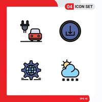 Stock Vector Icon Pack of 4 Line Signs and Symbols for car world application interface web Editable Vector Design Elements