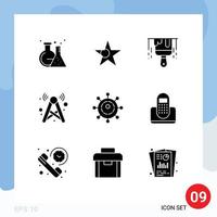 9 Universal Solid Glyph Signs Symbols of technology business construction wifi internet Editable Vector Design Elements