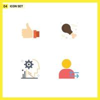 Flat Icon Pack of 4 Universal Symbols of like turkey hand food user Editable Vector Design Elements