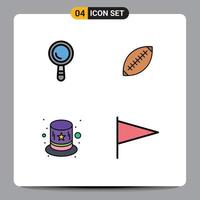 Group of 4 Filledline Flat Colors Signs and Symbols for search sydney afl rugby costume Editable Vector Design Elements