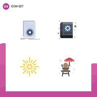 4 Creative Icons Modern Signs and Symbols of code sun running content morning Editable Vector Design Elements