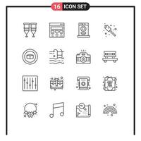 Set of 16 Vector Outlines on Grid for basic marshmallow paint camping furniture Editable Vector Design Elements