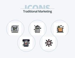 Traditional Marketing Line Filled Icon Pack 5 Icon Design. present. gift. email newsletter. shopping. full vector