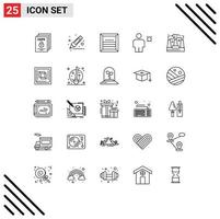 Group of 25 Modern Lines Set for timer body box avatar shipping Editable Vector Design Elements