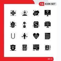 Pack of 16 Modern Solid Glyphs Signs and Symbols for Web Print Media such as deal programming bubble development computer Editable Vector Design Elements