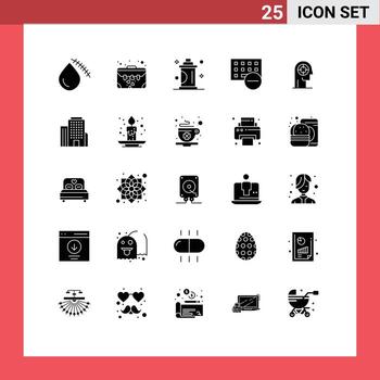 Pack of 25 Modern Solid Glyphs Signs and Symbols for Web Print Media such as hardware devices suit case computers salon Editable Vector Design Elements