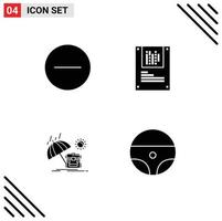 Pack of 4 Modern Solid Glyphs Signs and Symbols for Web Print Media such as circle sun analysis decryption car Editable Vector Design Elements