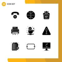 Pictogram Set of 9 Simple Solid Glyphs of break information flower file delete Editable Vector Design Elements