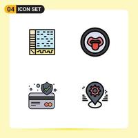 Universal Icon Symbols Group of 4 Modern Filledline Flat Colors of ableton atm card computer lab card Editable Vector Design Elements