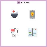 User Interface Pack of 4 Basic Flat Icons of medical theory application location head Editable Vector Design Elements