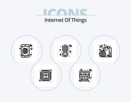 Internet Of Things Line Icon Pack 5 Icon Design. set. head. smart. gadget. heart beat vector