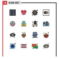 Universal Icon Symbols Group of 16 Modern Flat Color Filled Lines of eletrical ampere gear toggle settings Editable Creative Vector Design Elements