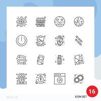 Modern Set of 16 Outlines and symbols such as multimedia space beauty flag wellness Editable Vector Design Elements