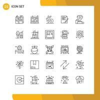 Modern Set of 25 Lines and symbols such as note paper html agreement escape Editable Vector Design Elements