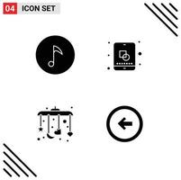 4 Universal Solid Glyphs Set for Web and Mobile Applications key sleep design creative button Editable Vector Design Elements