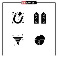 Set of 4 Modern UI Icons Symbols Signs for electricity filter magnet shop front sort Editable Vector Design Elements