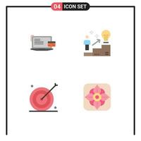 Universal Icon Symbols Group of 4 Modern Flat Icons of payment solution credit card success aim Editable Vector Design Elements