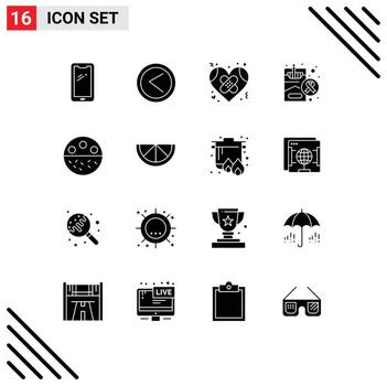 16 Universal Solid Glyphs Set for Web and Mobile Applications smoking health user cigarette heart Editable Vector Design Elements