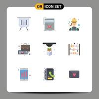 Set of 9 Modern UI Icons Symbols Signs for management business web technician engineer Editable Vector Design Elements