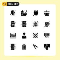 16 Creative Icons Modern Signs and Symbols of mobile shapping nutrition cart healthy Editable Vector Design Elements