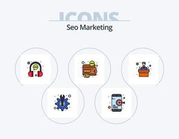 seo márketing línea lleno icono paquete 5 5 icono diseño. dinero. bancario. comunicación. dinero vector