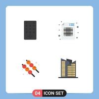 Modern Set of 4 Flat Icons Pictograph of control summer audit business office Editable Vector Design Elements
