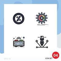 Universal Icon Symbols Group of 4 Modern Filledline Flat Colors of ecommerce digital clock setting process artwork Editable Vector Design Elements