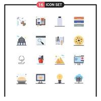 Flat Color Pack of 16 Universal Symbols of islam mosque empty interior drawer Editable Pack of Creative Vector Design Elements