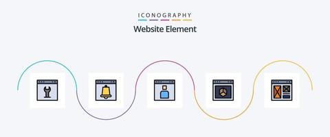 Website Element Line Filled Flat 5 Icon Pack Including element. application. interface. people. interface vector