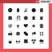 Set of 25 Modern UI Icons Symbols Signs for process stop hand remove block Editable Vector Design Elements