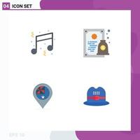 4 User Interface Flat Icon Pack of modern Signs and Symbols of birthday australia note diploma flag Editable Vector Design Elements