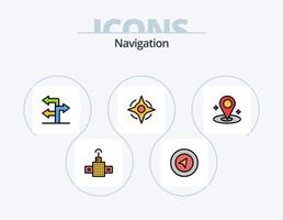 Navigation Line Filled Icon Pack 5 Icon Design. pin. pin. globe. map. journey vector