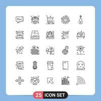 Set of 25 Modern UI Icons Symbols Signs for instrument project cart productivity management Editable Vector Design Elements