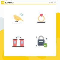 4 Flat Icon concept for Websites Mobile and Apps bird election sparrow proposal speaker Editable Vector Design Elements