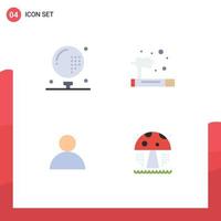 User Interface Pack of 4 Basic Flat Icons of activities account game pollution user Editable Vector Design Elements