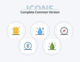 Complete Common Version Flat Icon Pack 5 Icon Design. water. drink. tool. blood. server vector