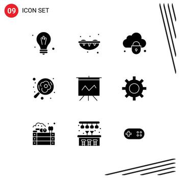 9 9 usuario interfaz sólido glifo paquete de moderno señales y símbolos de proteccion grafico bloquear analítica pan editable vector diseño elementos