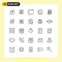 Modern Set of 25 Lines and symbols such as launch seo apps mobile printing Editable Vector Design Elements