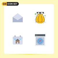 Modern Set of 4 Flat Icons and symbols such as email home open terracotta computer Editable Vector Design Elements