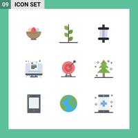 Set of 9 Modern UI Icons Symbols Signs for target medical tree healthcare tools Editable Vector Design Elements