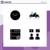 Modern Set of Solid Glyphs and symbols such as basic control clock landscape server Editable Vector Design Elements